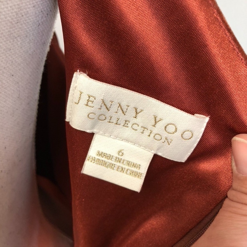 Jenny Yoo Collection One Shoulder Velvet Evening Gown Womens 6 Rust Brown Party‎ - Picture 7 of 10